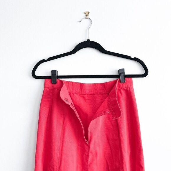 Vintage Womens Pleated Hem Flared Square Dancing Midi Skirt Red Small Handmade - Picture 4 of 6